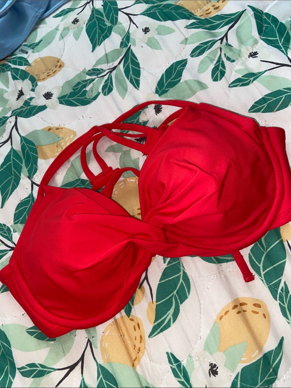 RED STRAPPY TWIST BIKINI TOP Underwire Wires (8-10)